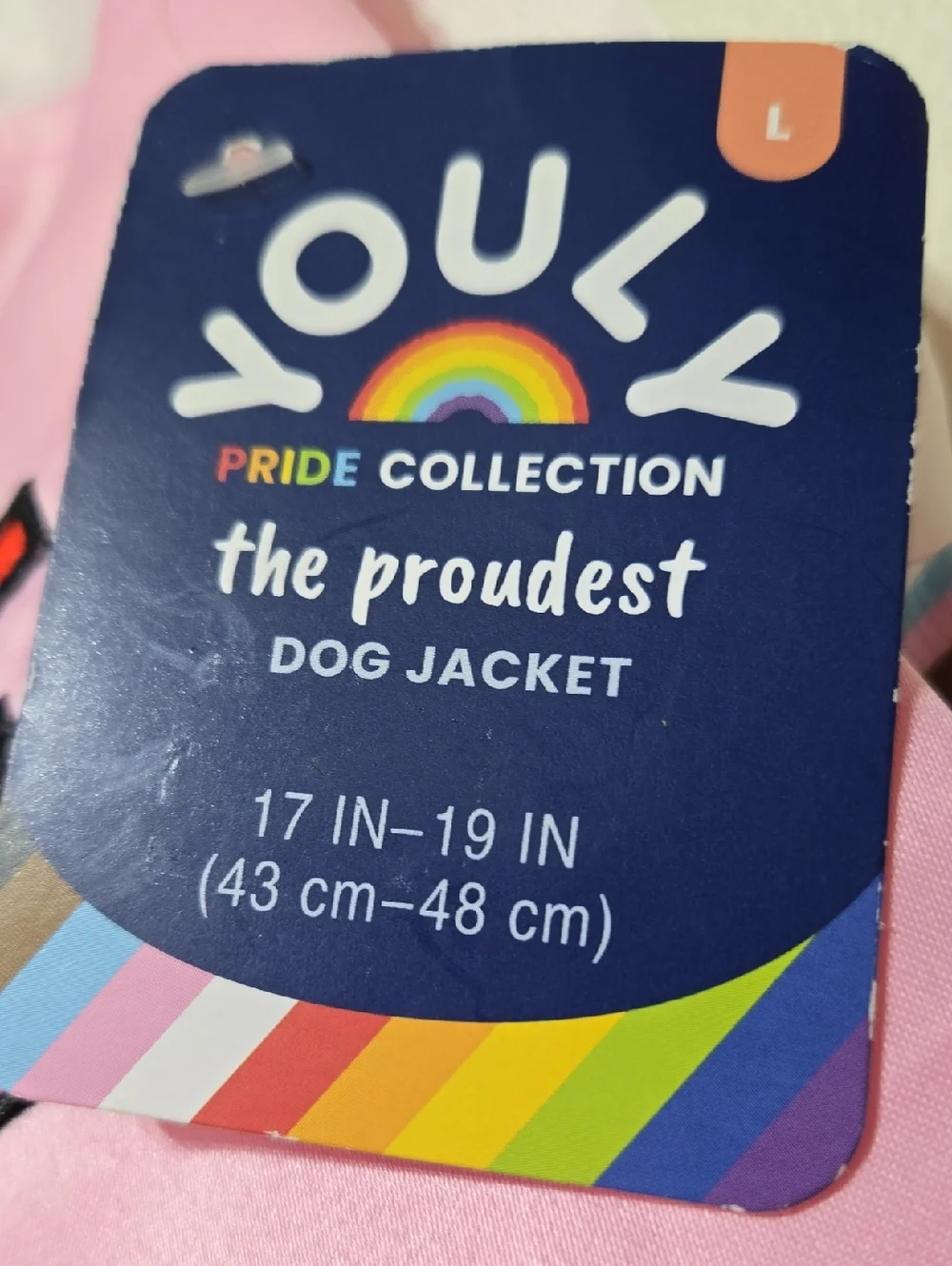 Youly Pride Collection Pink Dog Jacket with Rainbow Accents